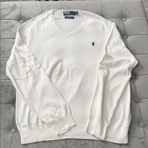 Ralph Lauren White V-Neck Sweater